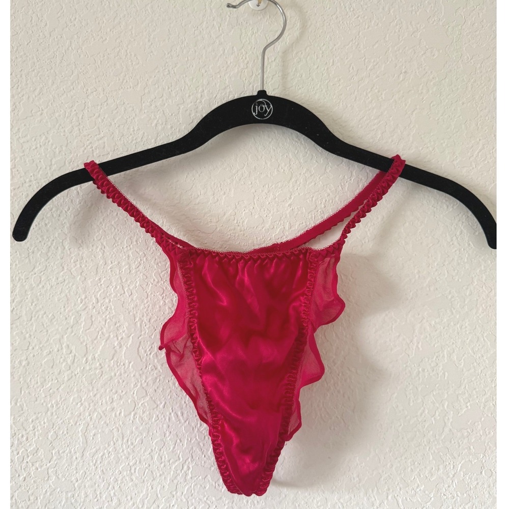 NEW Vintage 1990's Victorias Secret 100% Ruby Red Thong Large coquette